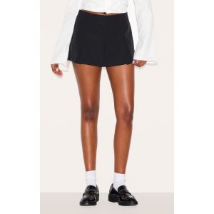 Femme Jupe-short de tailleur patineuse tiss&eacute;e noire &agrave; plis creux | Taille 42 - Taille 42
