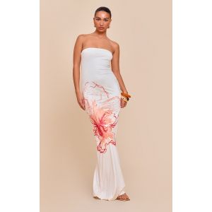 Femme Robe bustier longue cr&egrave;me fleurie | Taille 44 - Taille 44