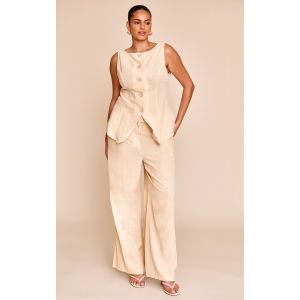 Femme Plus Pantalon large en effet lin sable rayé | Taille 44 - Taille 44