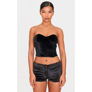 Femme Top Corset en velours noir &agrave; coutures surjet&eacute;es | Taille 38 - Taille 38