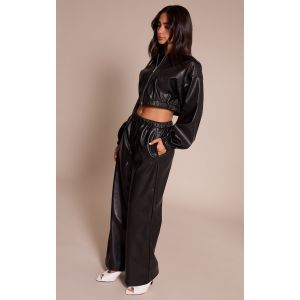 Femme Petit pantalon large noir en PU stretch | Taille 42 - Taille 42