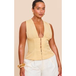Femme Shape Top jaune beurre à décolleté et boutons | Taille 40 - Taille 40