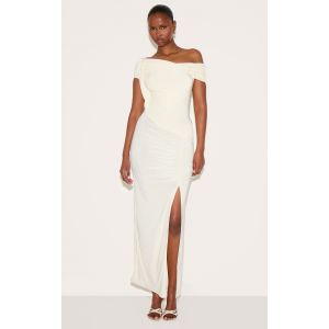 Femme Robe longue moulante jaune beurre à détail torsadé | Taille 36 - Taille 36
