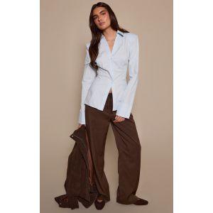 Femme Pantalon large tiss&eacute; &agrave; nouer &agrave; la taille chocolat | Taille 34 - Taille 34