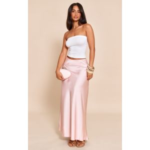 Femme Petite Jupe longue fluide satin&eacute;e rose | Taille Large - Taille L