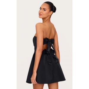 Mini robe droite noire à dos nu et noeud, Noir - Taille 40