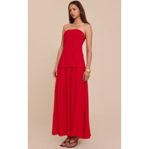 Robe bustier longue rouge à buste long, Rouge - Taille 36