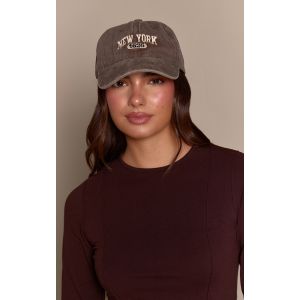 Femme Taupe Vintage Wash New York Baseball Cap Vintage d&eacute;lav&eacute; - Taille One Size