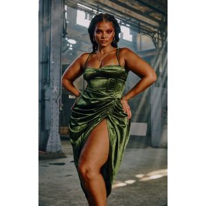 Femme Plus Corset structur&eacute; en velours vert kaki Vert &eacute;meraude | Taille 58 - Taille 58