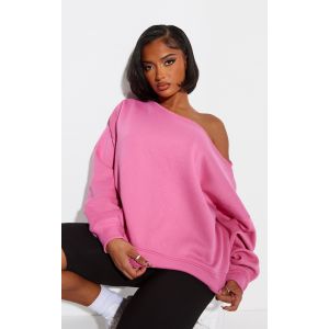 Shape Sweat ample en sweat rose vif à ourlet élimé, Rose Vif - Taille XS