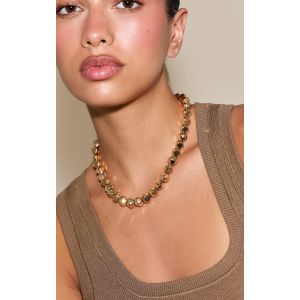 Collier texturé doré à chaîne bulle, Doré - Taille One Size