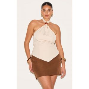 Plus Top écru à dos nu et perle, Ecru - Taille 44