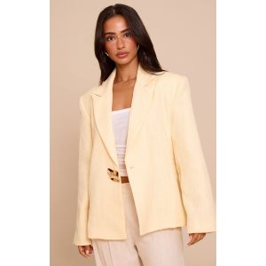 Femme Petite Blazer textur&eacute; cr&egrave;me au beurre &agrave; empi&egrave;cement Jaune p&acirc;le | Taille 32 - Taille 32