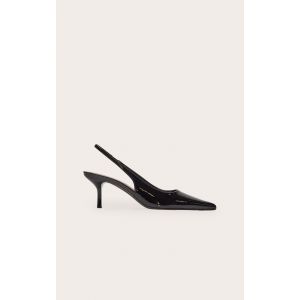 Femme Escarpins pointus en PU verni noir &agrave; talon moyen et bride derri&egrave;re | Taille 37 - Taille 37
