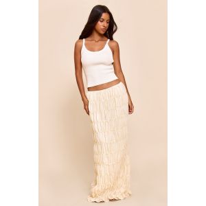 Petite Jupe longue en mousseline de soie crème, Crème - Taille 40