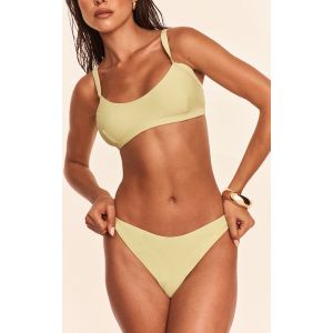 Femme Haut de maillot de bain bleu citron vert pâle à col rond | Taille 32 - Taille 32