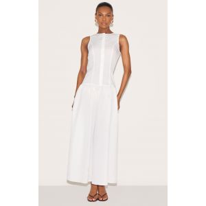 Femme Robe longue blanche &agrave; boutons et taille tombante | Taille 32 - Taille 32