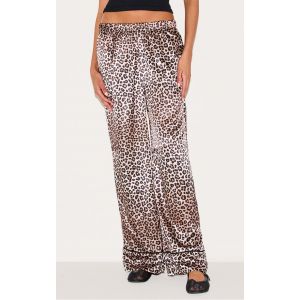 Femme Pantalon large satin&eacute; imprim&eacute; l&eacute;opard | Taille 44 - Taille 44