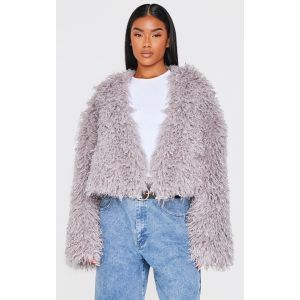 Femme Manteau court en fausse fourrure grise | Taille 34 - Taille 34