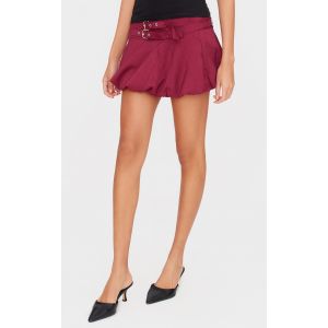 Mini-jupe bouffante bordeaux à double ceinture, Bordeaux - Taille 36