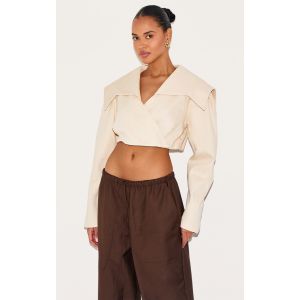 Femme Veste courte asymétrique sable à coupe croisée | Taille 38 - Taille 38