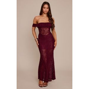 Femme Robe bustier longue en dentelle prune &agrave; d&eacute;tail corset | Taille 40 - Taille 40