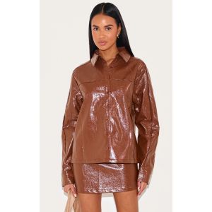 Femme Chemise oversize en PU chocolat | Taille 34 - Taille 34