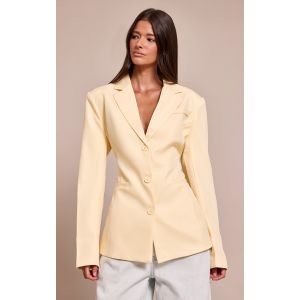 Femme Blazer cr&egrave;me au beurre &agrave; simple boutonni&egrave;re et dos cintr&eacute; Jaune p&acirc;le | Taille 34 - Taille 34
