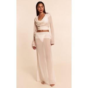 Femme Jupe de plage en mousseline de soie blanche à taille basse | Taille Large - Taille L