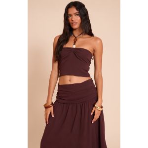 Top prune foncé à dos nu et détails en résine, Prune foncé - Taille 40