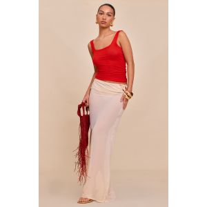 Femme Jupe longue crème transparente à taille basse | Taille 42 - Taille 42