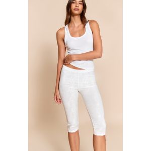Pantalon capri en mesh dentelle ivoire, Ivoire - Taille 44