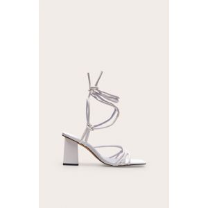 Sandales carrées en PU blanc à petit talon carré et brides, Blanc - Taille 36