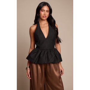 Femme Top p&eacute;plum tiss&eacute; noir &agrave; dos nu | Taille 40 - Taille 40