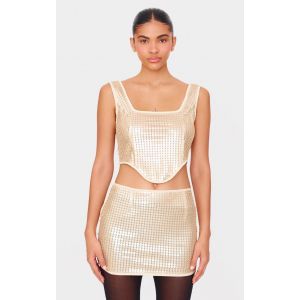 Femme Top corset dor&eacute; &agrave; sequins supperpos&eacute;s | Taille 40 - Taille 40