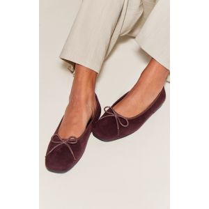 Femme Ballerines carr&eacute;es en su&eacute;dine chocolat | Taille 41 - Taille 41