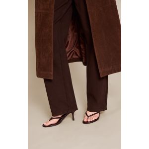 Femme Mules en PU verni chocolat prune style tong &agrave; bout rond et talon moyen Prune chocolat | Taille 41 - Taille 41