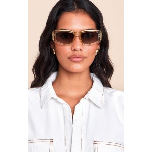 Lunettes de soleil carrées angulaires cristalisées jaune beurre, Jaune Beurre - Taille One Size