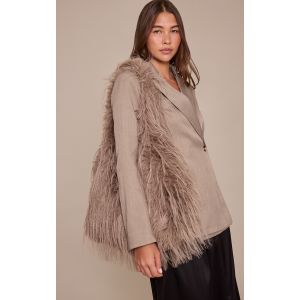 Femme Tote bag en fausse fourrure &eacute;paisse caf&eacute; au lait - Taille One Size