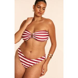 Plus Bas de maillot de bain tanga bordeaux à rayures, Bordeaux - Taille 58
