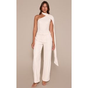 Femme Pantalon de tailleur tiss&eacute; cr&egrave;me &agrave; coutures devant | Taille 42 - Taille 42