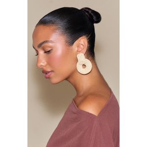 Boucles d'oreilles en raphia non coloré style heurtoir de porte, Non coloré - Taille One Size