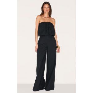 Combinaison bustier droite bouffante en coton noir, Noir - Taille 34