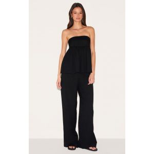 Combinaison bustier noire à détail péplum, Noir - Taille 32