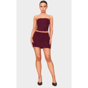Petite Mini-jupe tissée bordeaux, Bordeaux - Taille 36