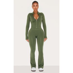 Femme Shape Flare de sport vert for&ecirc;t sans coutures &agrave; taille haute et fronces derri&egrave;re | Taille Large - Taille L