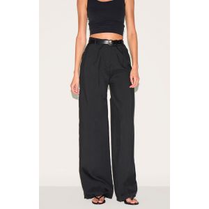 Femme Pantalon de tailleur large tissé noir à taille haute | Taille 34 - Taille 34
