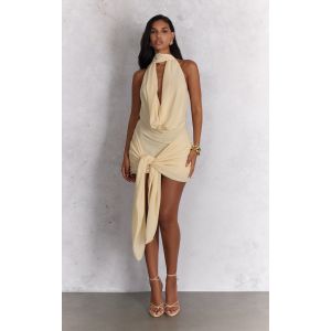 Femme Mini robe cache-coeur tiss&eacute;e cr&egrave;me &agrave; dos nu | Taille 36 - Taille 36