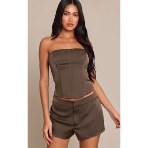 Femme Corset satiné marron foncé à lisérés structurants | Taille 44 - Taille 44