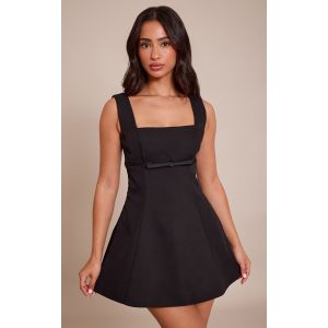 Femme Petite Robe droite tiss&eacute;e deluxe noire &agrave; ceinture | Taille 36 - Taille 36
